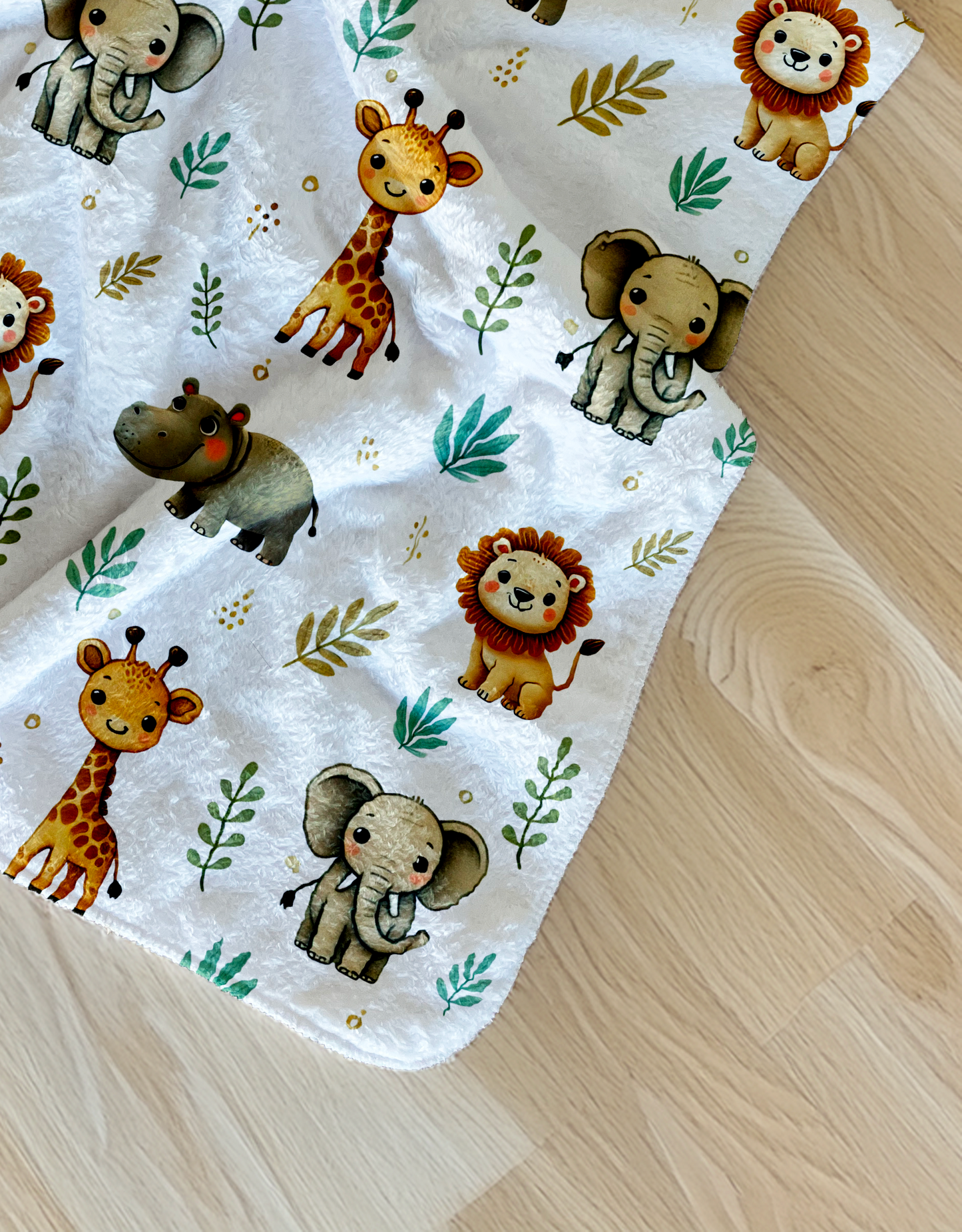Couverture douce simple épaisseur personnalisée - Safari Bébé bonheur