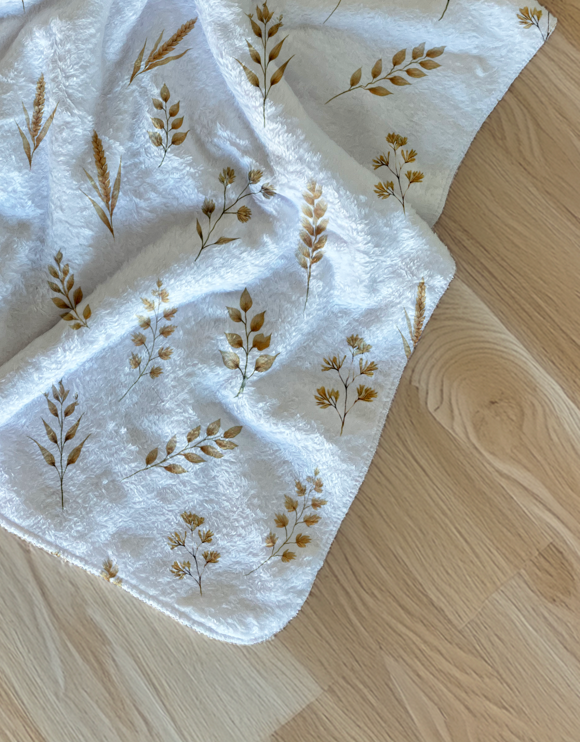 Couverture douce simple épaisseur personnalisée - Feuilles de blé Bébé bonheur