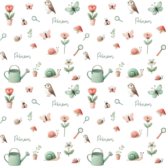 Couverture douce en squish personnalisée - Amis au jardin - Bébé bonheur