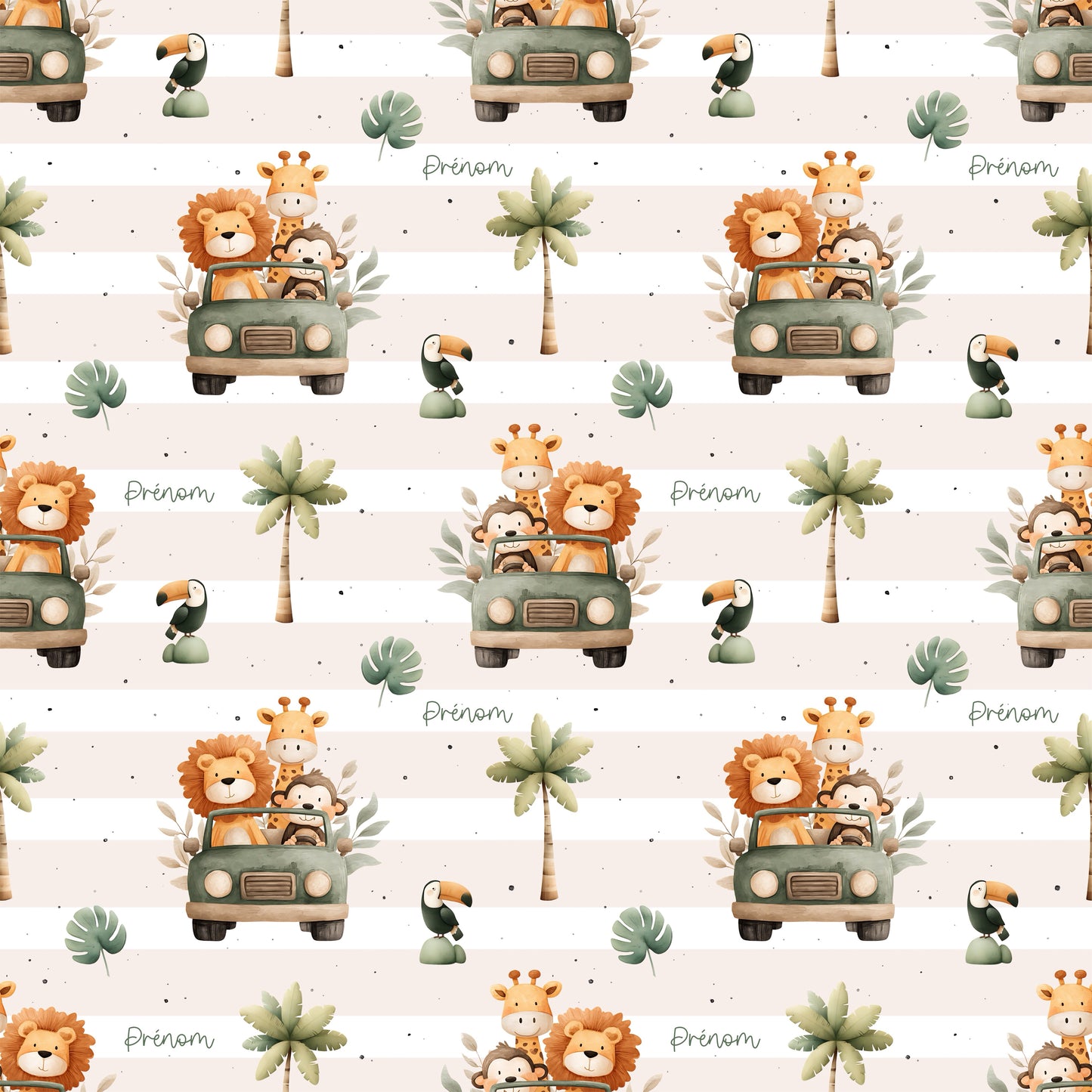 Couverture douce simple épaisseur personnalisée - Safari en jeep Bébé bonheur
