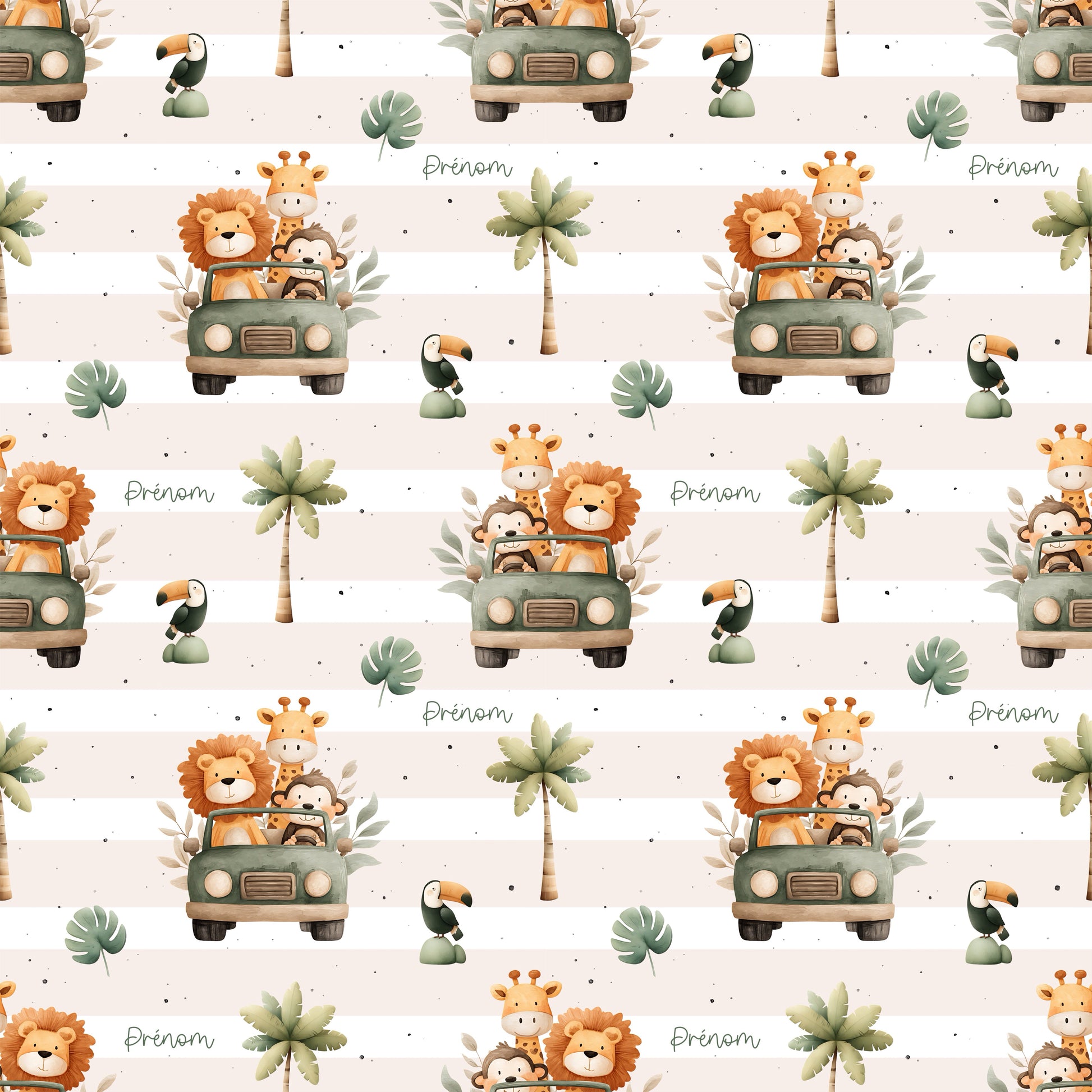 Couverture douce simple épaisseur personnalisée - Safari en jeep Bébé bonheur