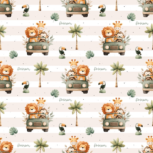 Couverture douce simple épaisseur personnalisée - Safari en jeep Bébé bonheur