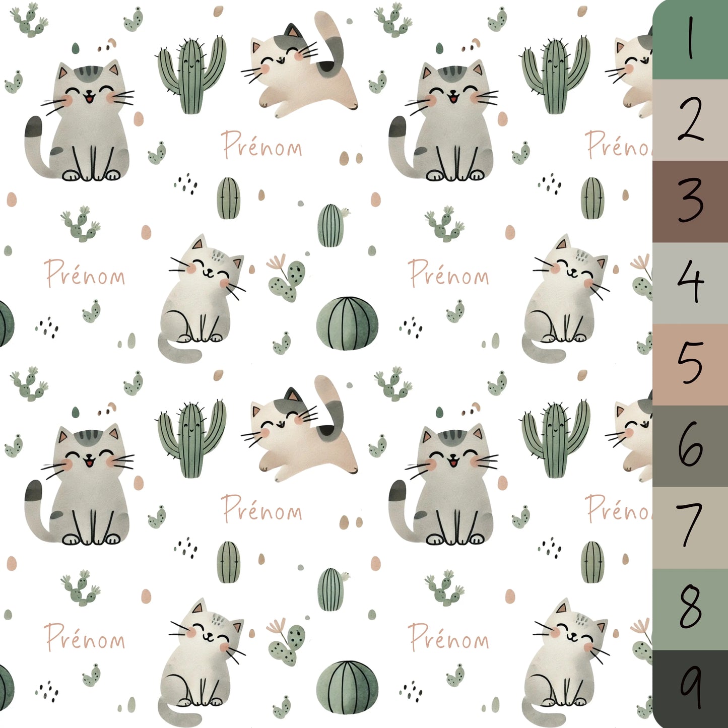 Couverture douce en squish personnalisée - Chatons et cactus - Bébé bonheur