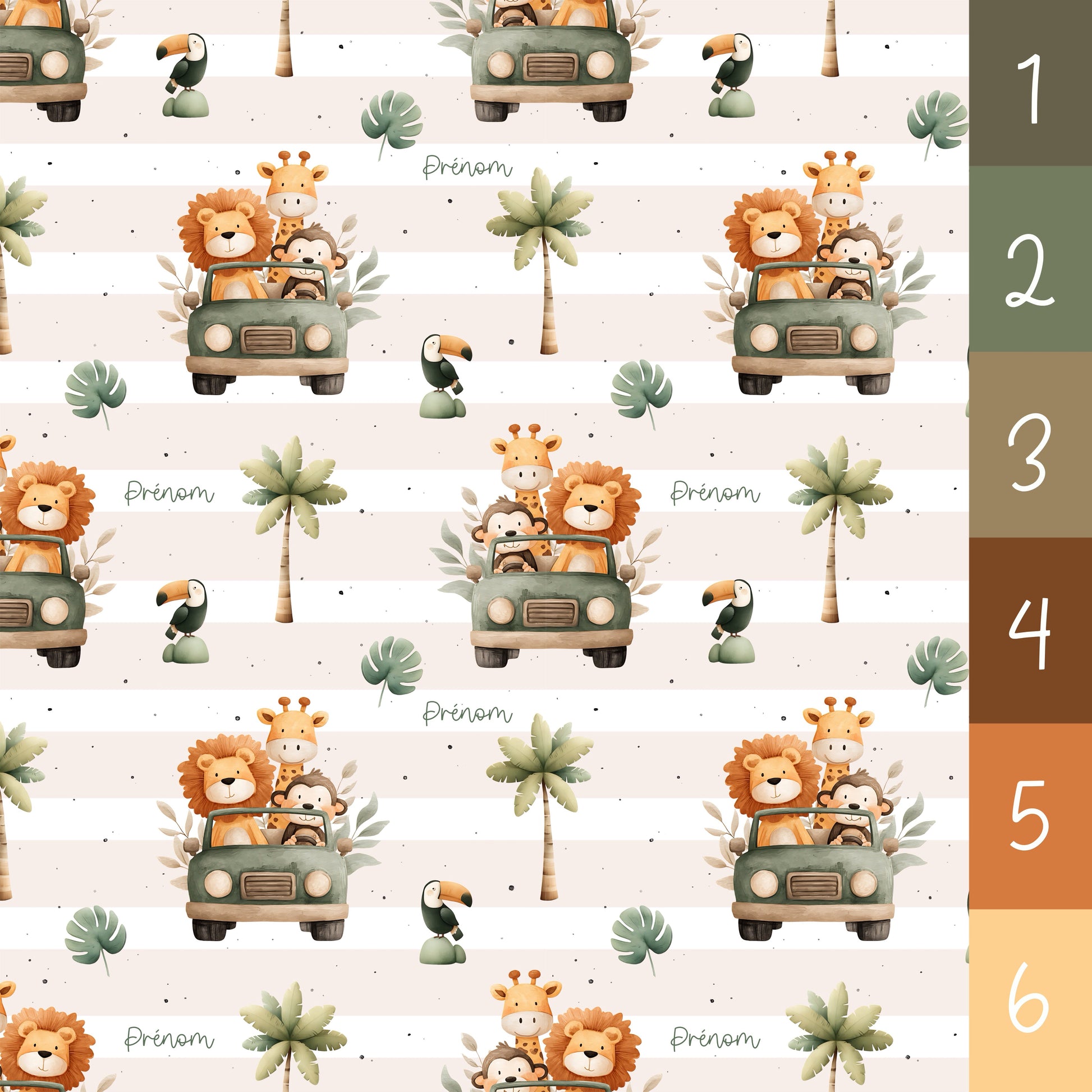 Couverture douce simple épaisseur personnalisée - Safari en jeep Bébé bonheur