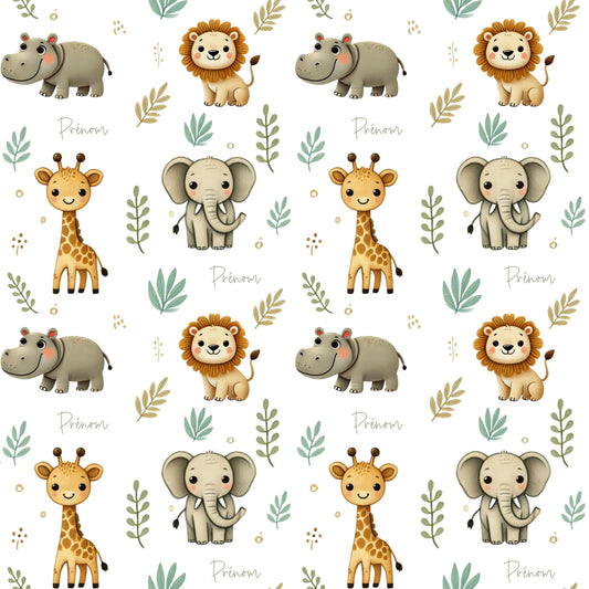 Couverture douce en squish personnalisée - Safari - Bébé bonheur