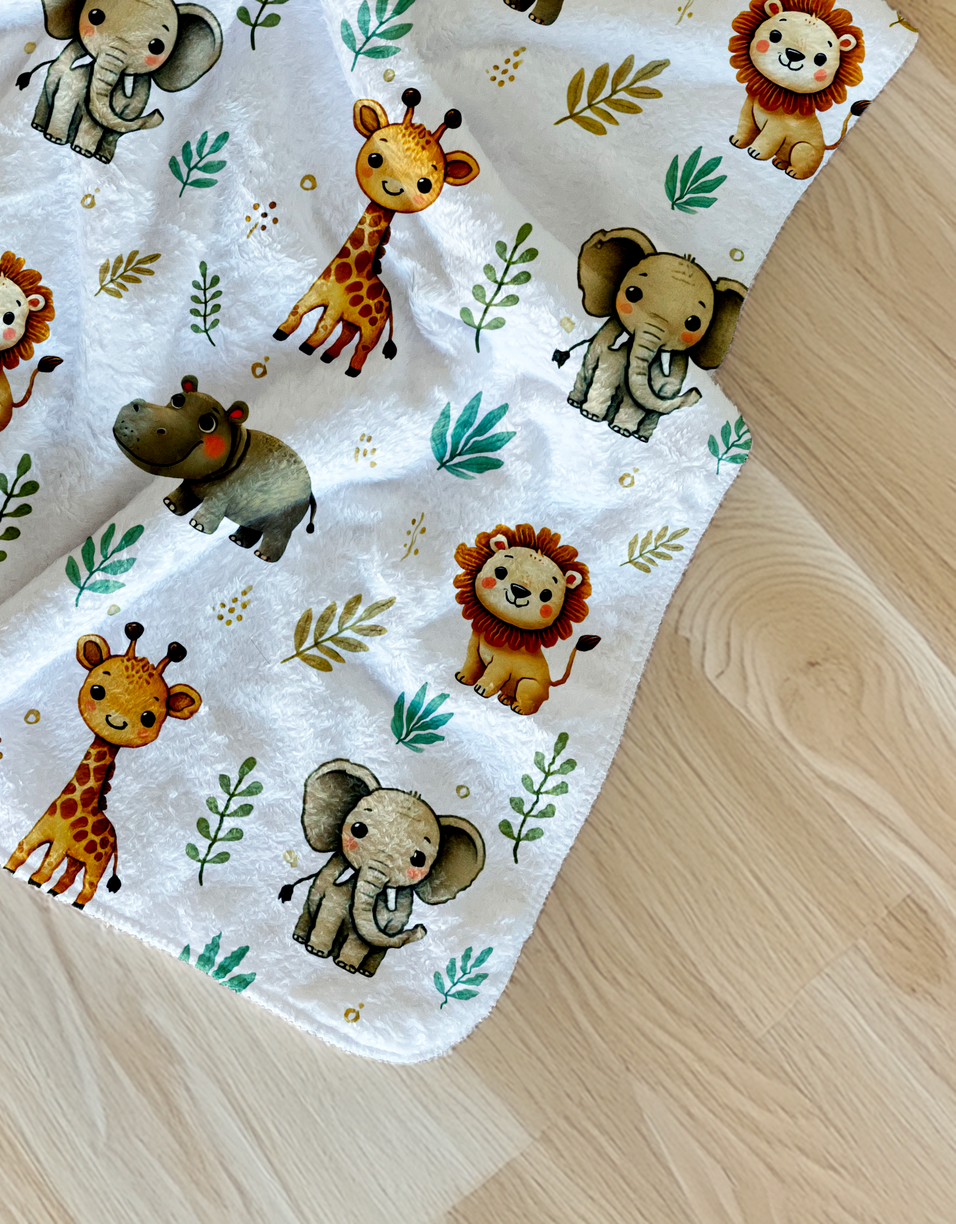 Couverture douce simple épaisseur personnalisée - Safari Bébé bonheur